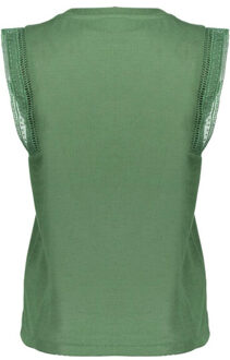Geisha T-shirt linen look fringes - Groen