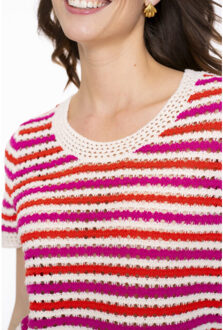 Geisha Top knitted short sleeves ecru dessin - M