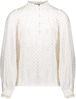 Geisha winter blouse meisjes - wit/zwart - shiny stippen - Maat 152