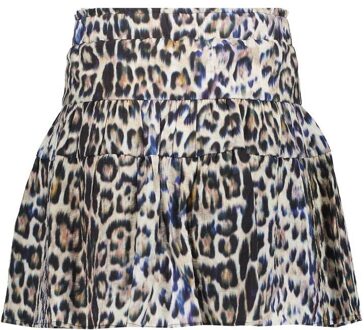 Geisha winter rok meisjes - bruin/blauw/zwart - luipaard - Maat 152