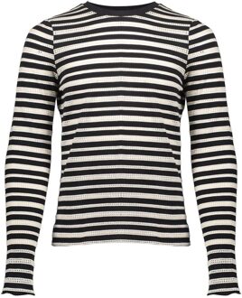 Geisha winter top meisjes - zwart/wit - ajour - longsleeve, gestreept - Maat 140