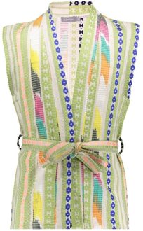 Geisha zomer gilet meisjes - fancy woven - groen / lime - Maat 152