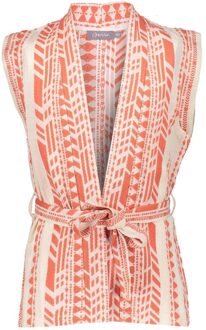 Geisha zomer gilet meisjes - fancy woven - oranje / off wit - Maat 152