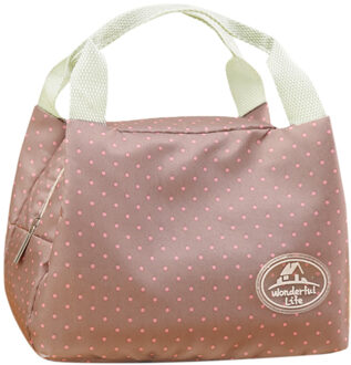 Geïsoleerde Koude Canvas Streep Picknick Carry Case Thermische Draagbare Lunch Tas Bolsa Termica Lunch Tas Voedsel Zak Voor Vrouwen Mannen kid Bruin