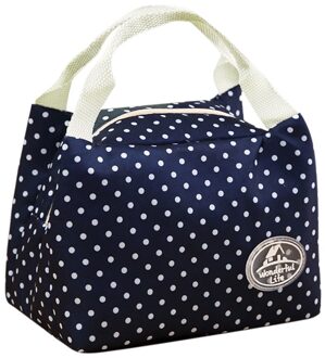 Geïsoleerde Koude Canvas Streep Picknick Carry Case Thermische Draagbare Lunch Tas Bolsa Termica Lunch Tas Voedsel Zak Voor Vrouwen Mannen kid marine