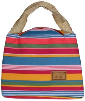 Geïsoleerde Lunch Tas Thermische Streep Tassen Cooler Picknick Voedsel Lunchbox Tas Voor Kinderen Vrouwen Meisjes Dames Man Kinderen kleurrijk