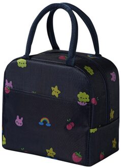 Geïsoleerde Picknick Cartoon Draagtas Thermische Draagbare Koude Lunch Tas Lunch Tas Thermische Voedsel Picknick Lunch Tassen Voor Vrouwen Kids zwart
