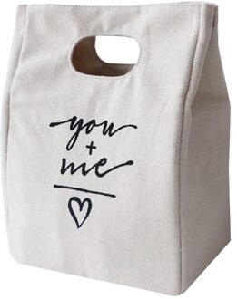 Geïsoleerde Warmte Lunch Zakken Voedsel Picknick Canvas Thermische Vrouwen Bento Cooler Tote Doos Hoge Capaciteit Rechthoek Draagbare Hand Pack Creamy wit