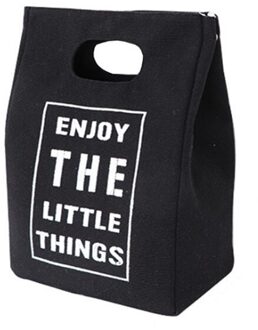 Geïsoleerde Warmte Lunch Zakken Voedsel Picknick Canvas Thermische Vrouwen Bento Cooler Tote Doos Hoge Capaciteit Rechthoek Draagbare Hand Pack zwart