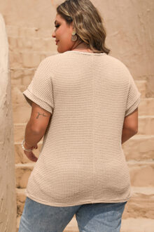 Gekant luidrooster Korte Mouwen Top Bruin