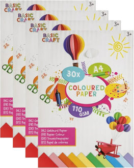 Gekleurd papier - 120x vellen - A4-formaat - knutselpapier/tekenpapier