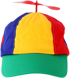 Gekleurd petje met gekleurde propellor bovenop - polyester - verstelbaar Multi