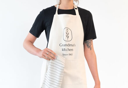 Gekleurd schort beige naturel - Fairtrade katoen