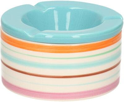 Gekleurde asbak met blauwe deksel voor binnen en buiten 12 cm - Asbakken