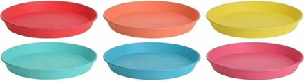 Gekleurde borden - 6x stuks - kunststof - 23 cm