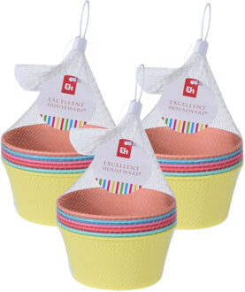 Gekleurde camping en kinder schaaltjes - kommetjes - 18x stuks - kunststof - Dia 13 cm - Camping