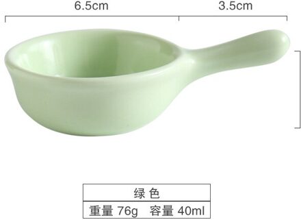 Gekleurde Glazuur Kruiden Keramische Handvat Schotel Sojasaus Azijn Schotel Creatieve Mini Met Handvat Drink Schotel Japanse Servies groen