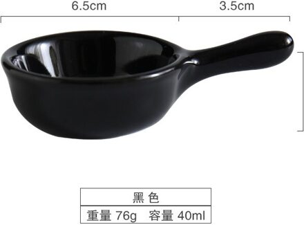 Gekleurde Glazuur Kruiden Keramische Handvat Schotel Sojasaus Azijn Schotel Creatieve Mini Met Handvat Drink Schotel Japanse Servies zwart