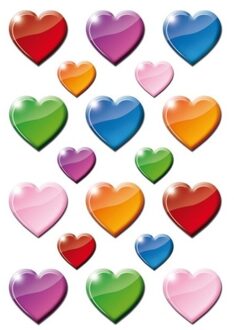 Gekleurde hart figuren stickervellen met 54 stickers - Stickers Multikleur