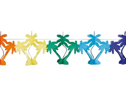Gekleurde Hawaii palmbomen thema feestslinger - 4 meter - papier - Feestartikelen - versiering