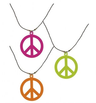 Gekleurde hippie ketting groen - Verkleedketting