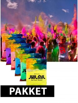 Gekleurde holi kleurenpoeder pakket 7 st - Confetti Multikleur