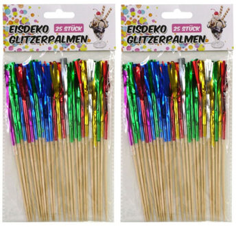 Gekleurde ijs/cocktail feest prikkers - 50x stuks - 16 cm - IJsprikkers - Cocktailprikkers