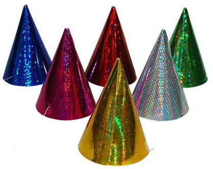 Gekleurde kartonnen feesthoedjes - glitters en multi kleuren - 60x stuks - verjaardag