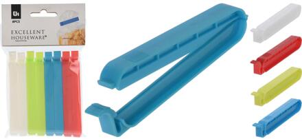 Gekleurde keuken afsluitclips/vershoudclips - 8x stuks - 10 cm - Vershoudknijpers