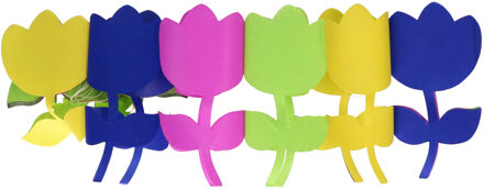 Gekleurde lente bloemen feestslinger - 3 meter - Feestartikelen/versiering - papier