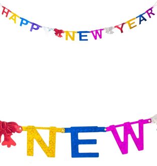 Gekleurde Letterslinger Happy New Year Multikleur - Print