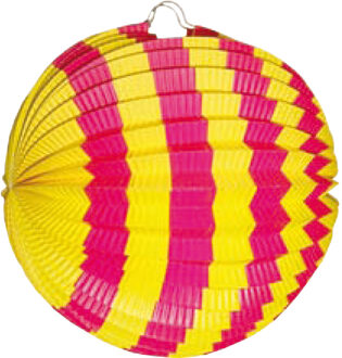 Gekleurde party Lampion geel/roze 24 cm - Feestlampionnen Multikleur