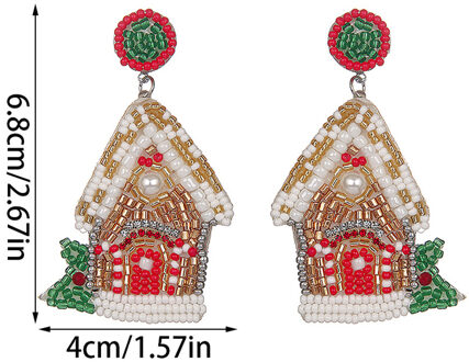 Gekleurde Peperkoekhuis Oorbellen Wit