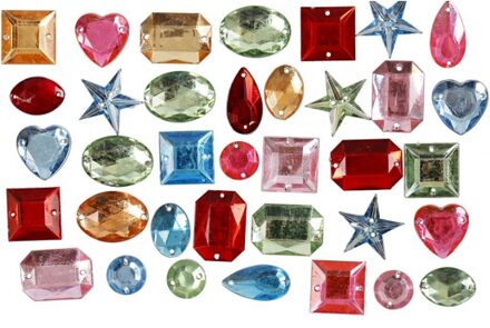 Gekleurde plak diamantjes mix 160x stuks - steentjes - Hobby en knutselen materialen