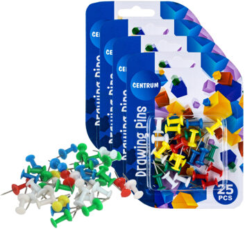 Gekleurde prikbord punaises - 100x stuks - Punt punaises voor op een prikbord