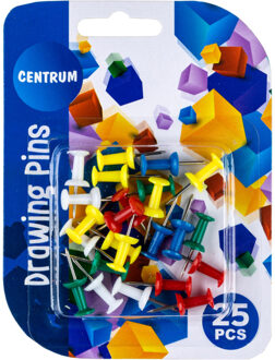 Gekleurde prikbord punaises - 25x stuks - Punt punaises voor op een prikbord