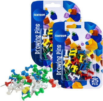 Gekleurde prikbord punaises - 50x stuks - Punt punaises voor op een prikbord