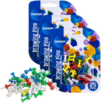 Gekleurde prikbord punaises - 75x stuks - Punt punaises voor op een prikbord