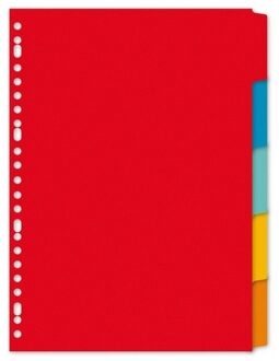 Gekleurde ringmap/band tabbladen A4 - 5x tabs - tabbladen kantoor/thuis Multi