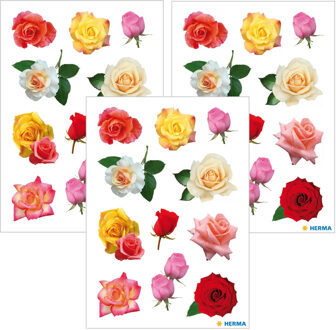 Gekleurde rozen bloemen thema stickers - 99x stuks - kinderstickers - stickervellen - decoratie arti