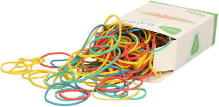 Gekleurde rubberen elastiekjes - verschillende formaten 100 gram - Kantoor