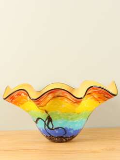 Gekleurde schaal/kom gegolfd, Ø 37 cm