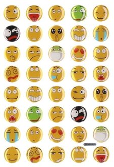 Gekleurde smiley 3d stickervel 40 stuks - Stickers Multikleur