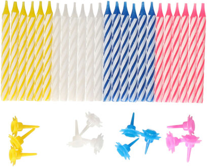 Gekleurde verjaardag taartkaarsjes - 24x stuks - mini kaarsjes Multi