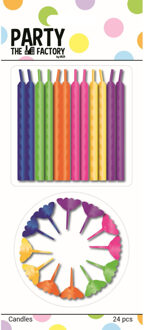 Gekleurde verjaardag taartkaarsjes 72x stuks - Taartkaarsen Multikleur