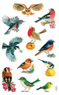 Gekleurde vogel stickertjes 3 vellen - Stickers Multikleur