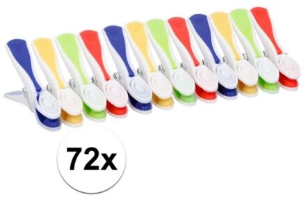 Gekleurde wasknijpers van plastic 72 stuks