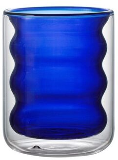 Gekleurde Water Cup Double-Layer Glas Thee Beker Hittebestendig Glazen Koffiekopje Hoge Borosilicate 200Ml blauw