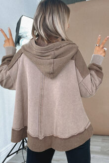 Geknoopte gebreide hoodie met capuchon - maat 2XL Roségoud