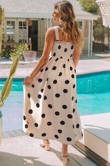 Geknoopte Midi Jurk met Poisprint Huidkleurig